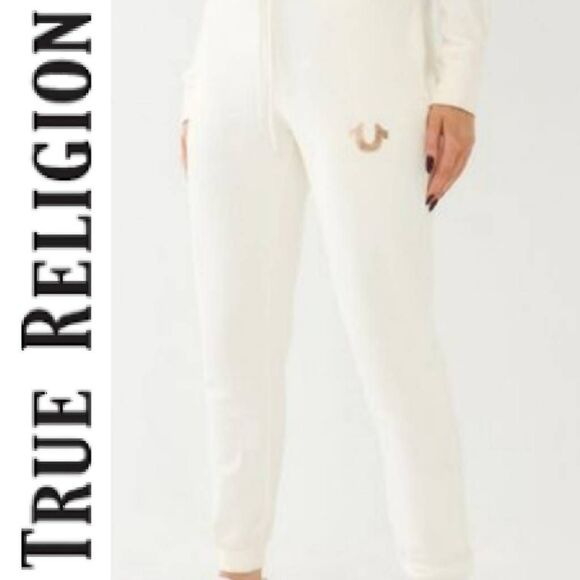 True Religion Arch Collegiate Boyfriend Horseshoe Logo Joggers - Picture 1 of 10